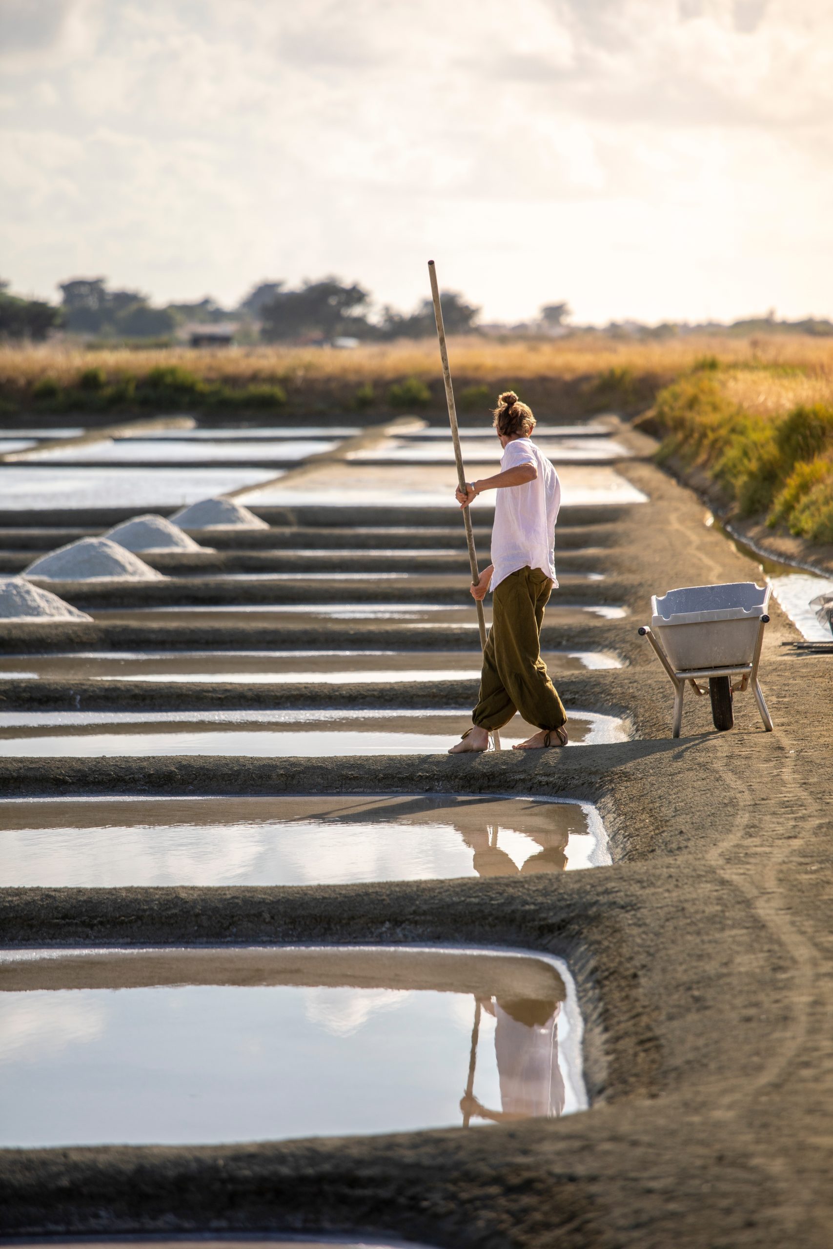 Récolte du sel par les saliniers